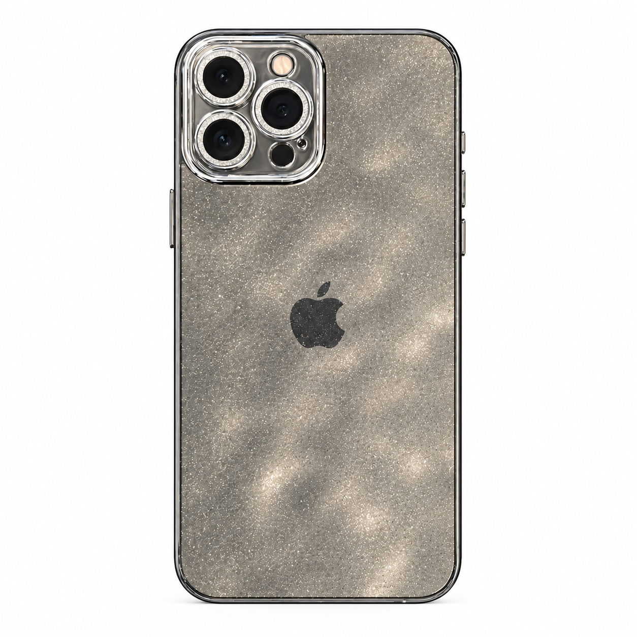 Glittrigt Transparent Svart iPhone Skal - Heltäckande