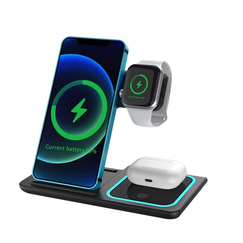 3-i-1 Trådlös Laddstation - iPhone Magsafe + Apple Watch + AirPods