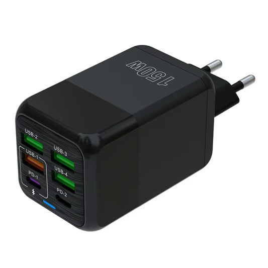 LADDARE SVART 150W 4 USB/2C