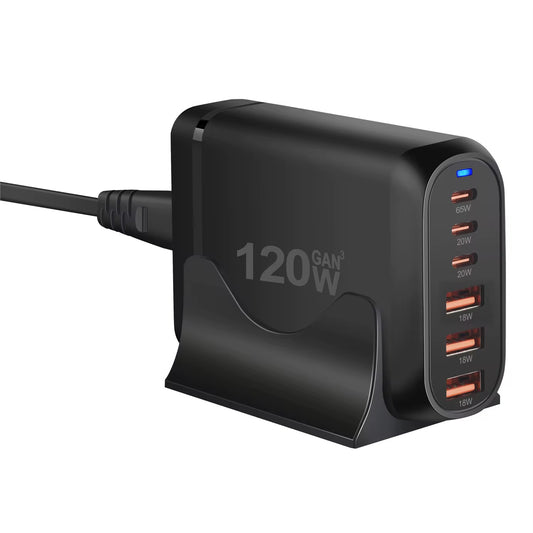 Desktop Laddare 120W - Flerport USB Hub - Snabbladdning för iPhone & Samsung