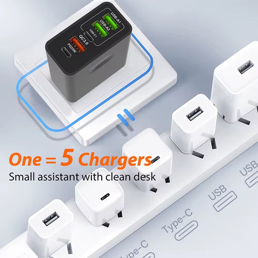 LADDARE SVART 65W 3 USB/2C