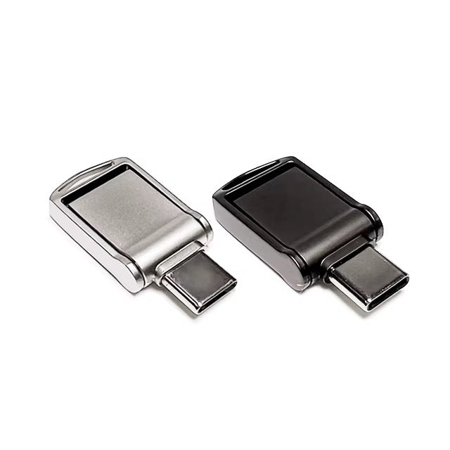 2-i-1 USB-minne med USB-C och USB-A i svart och silver